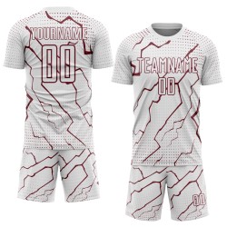 Sublimation Uniform Custom Sports Lightning White Soccer Jersey Burgundy Sublimation Uniform Custom Sports Lightning White Soccer Jersey Burgundy