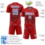 Uniform Custom Blue-White Jersey Red Light Soccer Sports Sublimation Lines
