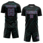 Jersey Soccer Sports Uniform Black Custom Teal-Pink Sublimation Lightning