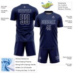 Custom Sports Navy Sublimation Geometric Jersey White Uniform Shape Soccer Custom Sports Navy Sublimation Geometric Jersey White Uniform Shape Soccer