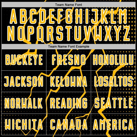 Gold-White Lightning Soccer Custom Uniform Black Sublimation Jersey Sports Gold-White Lightning Soccer Custom Uniform Black Sublimation Jersey Sports