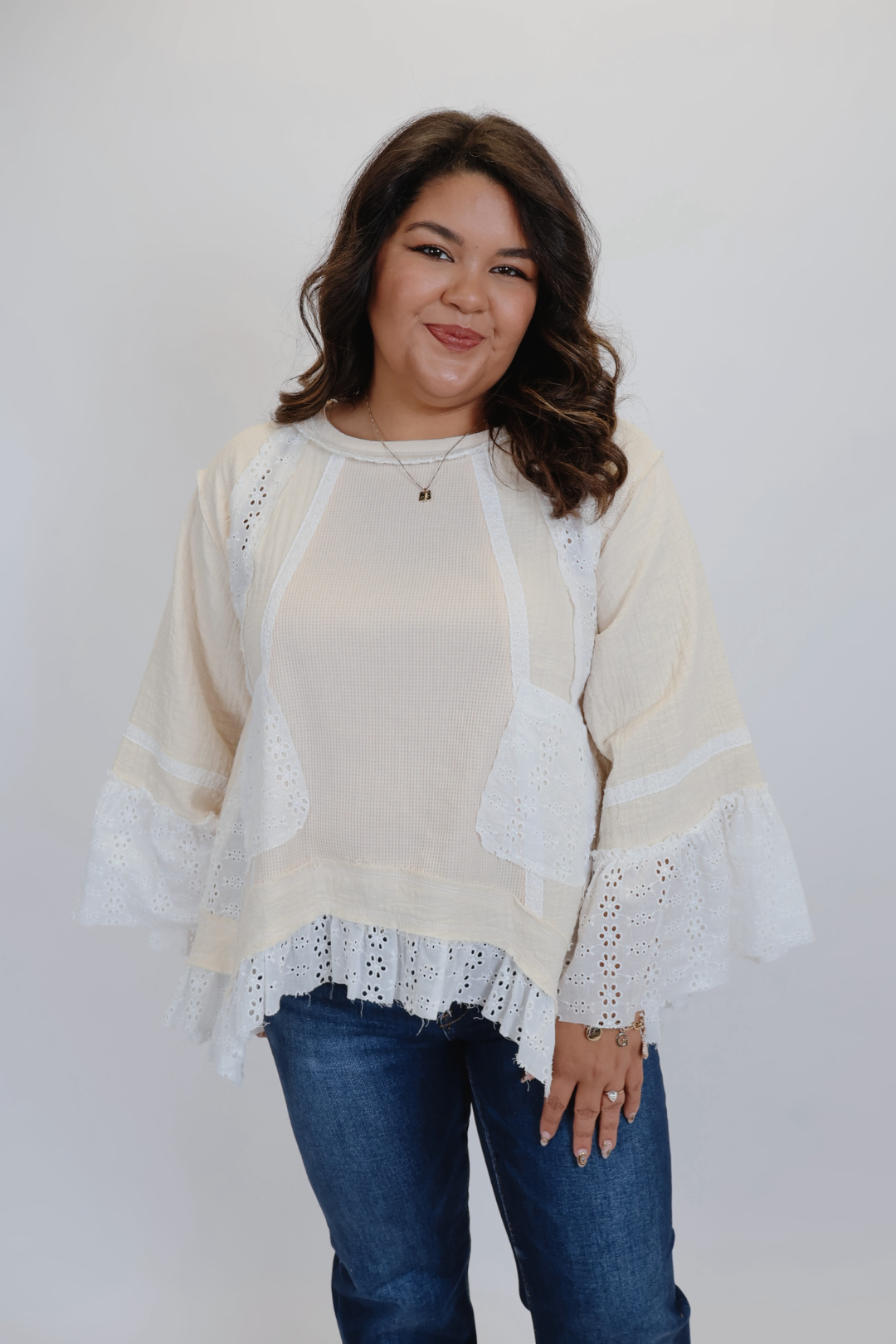 Willow Lace Patchwork Gauze Top