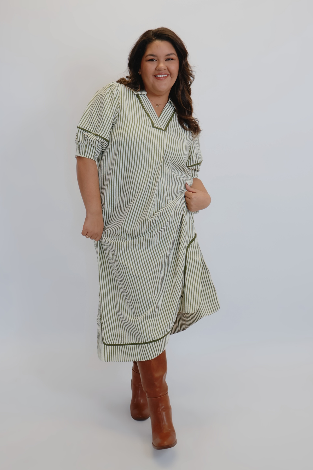 Olive Lane Striped Midi Dress