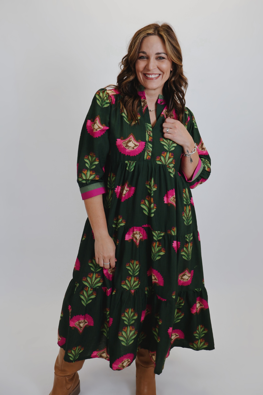 Wild Bloom Tiered Midi Dress