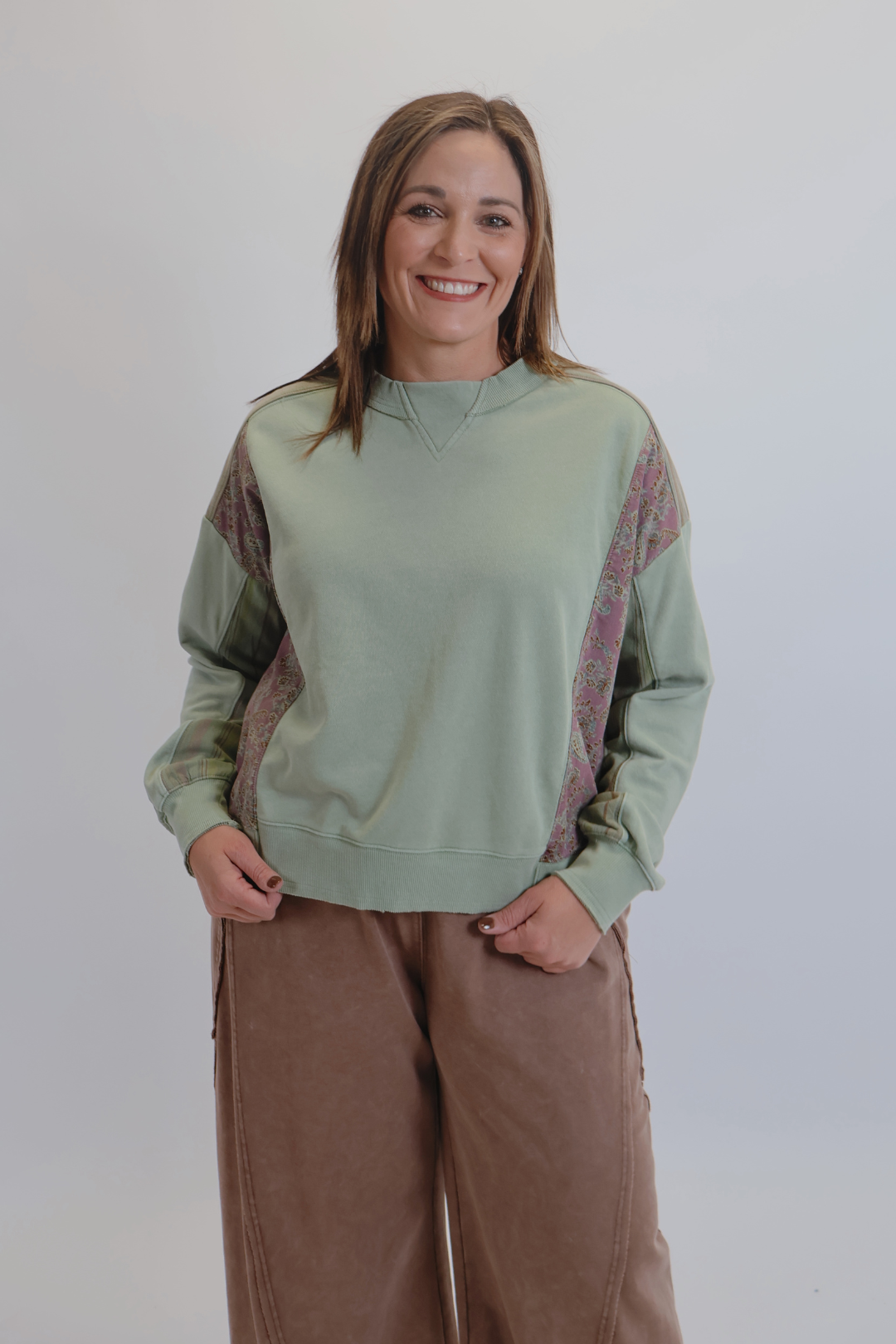 Sage Patchwork Dream Pullover