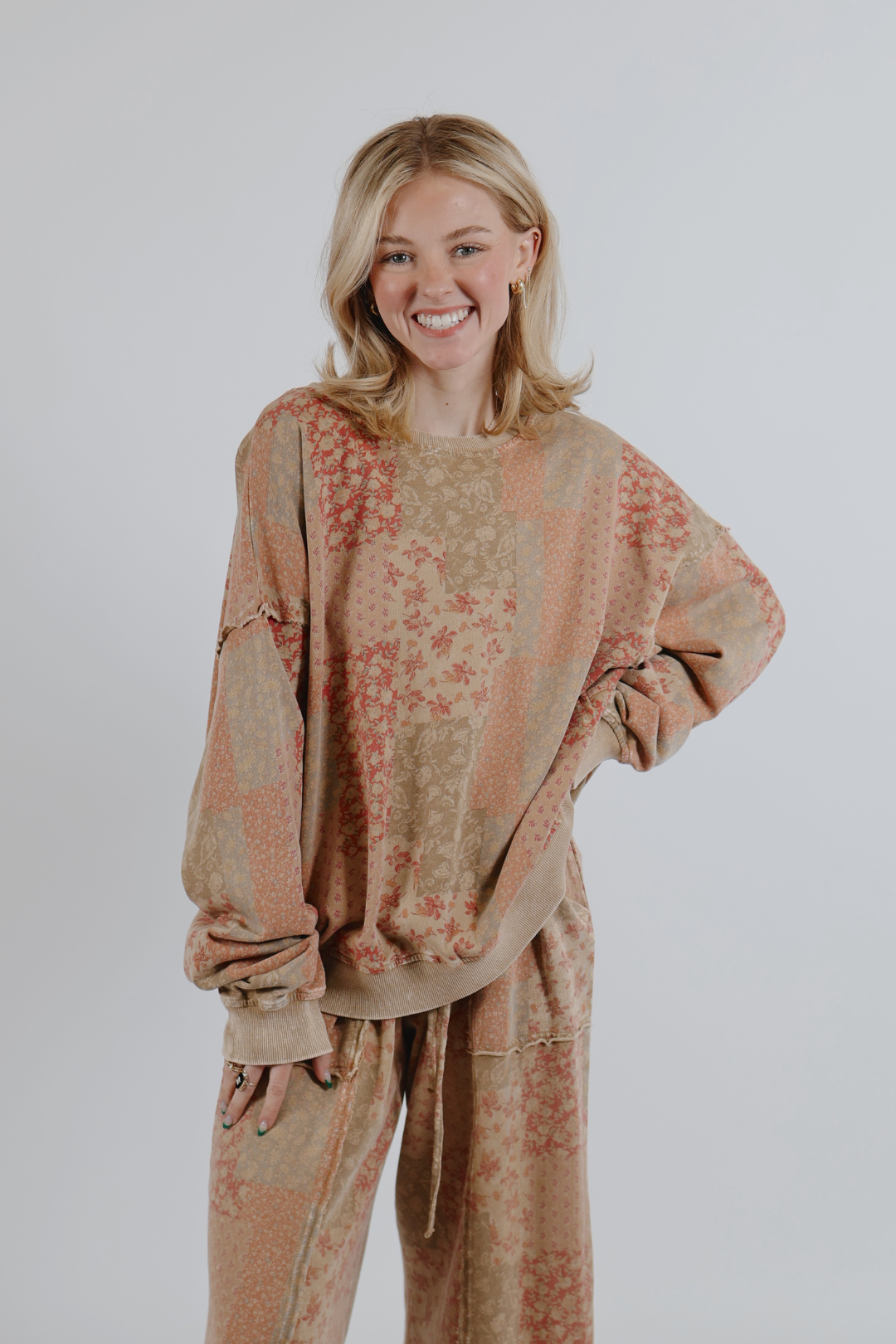 Soft Bloom Patchwork Pullover