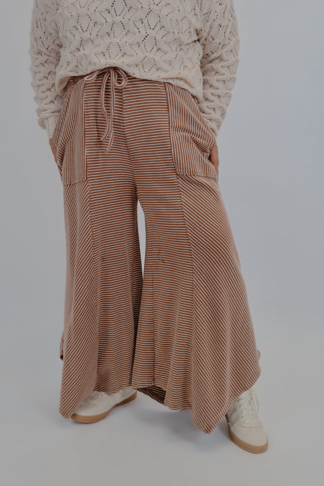 The Marley Mineral-Wash Striped Palazzo Pants