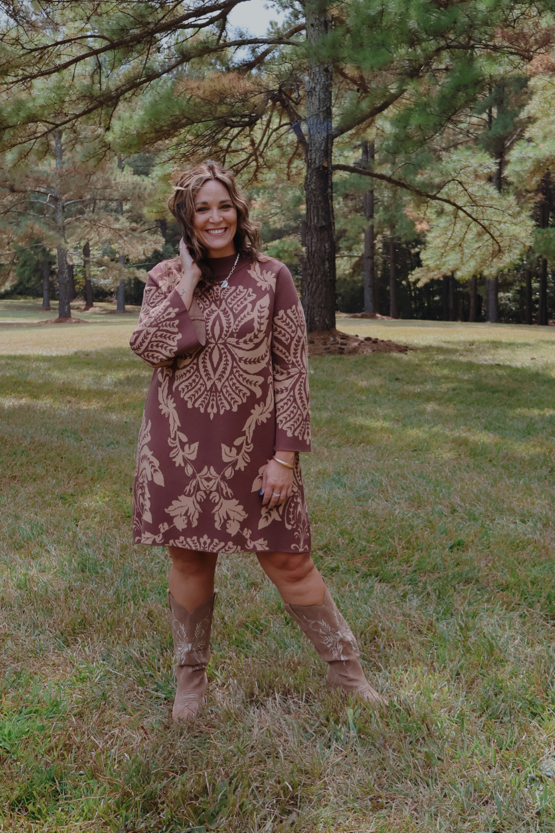 Arden Two-Tone Abstract Sweater Dress