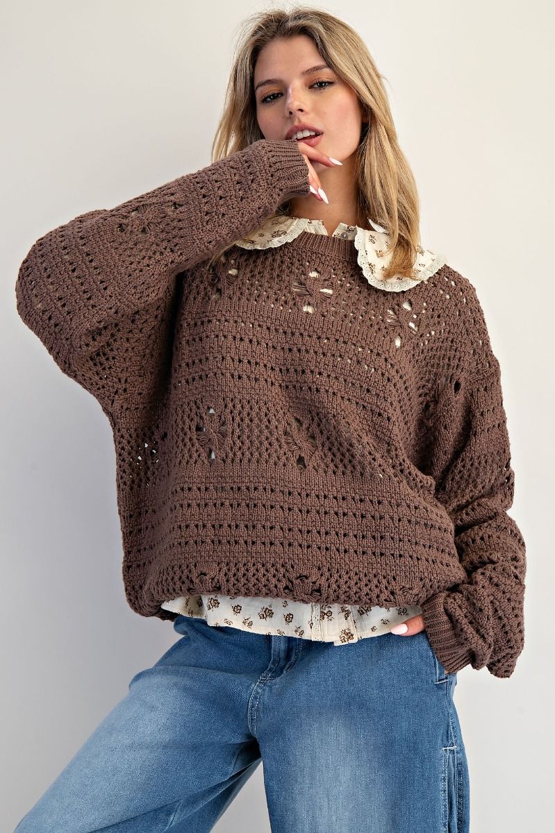 Cocoa Dreams Open Knit Sweater