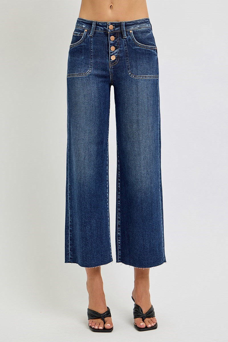 Emma High Rise Crop Wide Leg Jeans