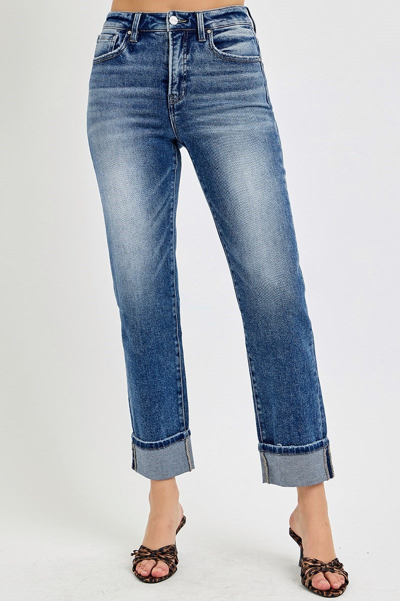 Zoey High-Rise Cuffed Straight Jeans